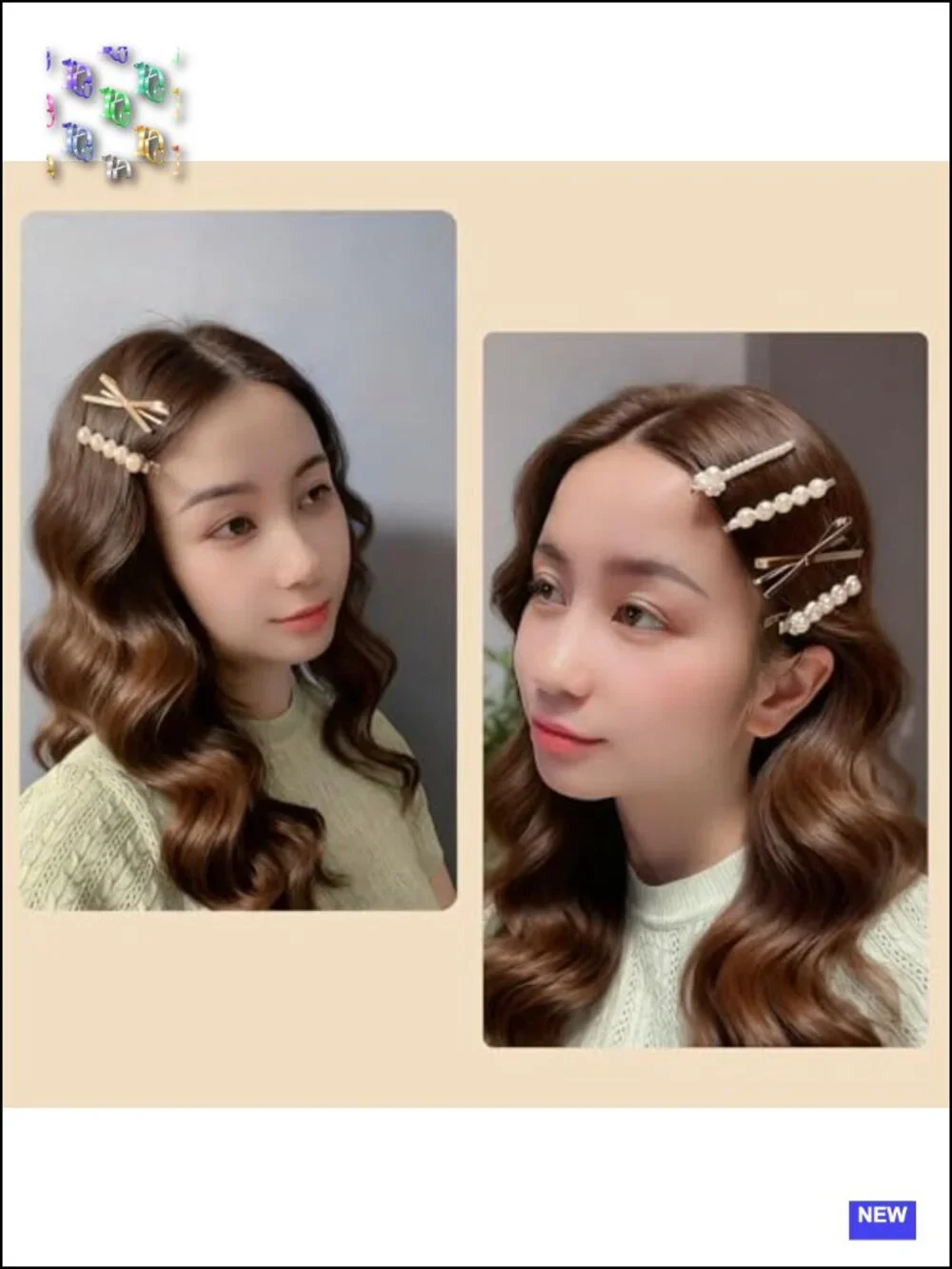 6 Pcs Faux Pearl Gold Plated Bobby Pins Decorative Hair Clips Set